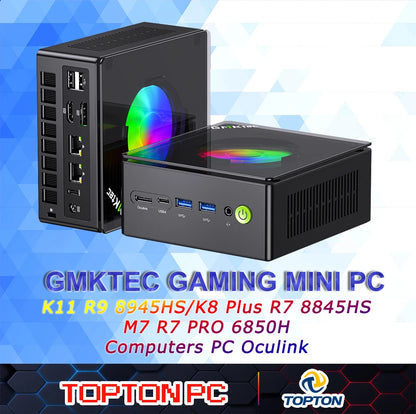 GMKtec Gaming Mini PC K11 K8 Plus M7 AMD Ryzen 9 8945HS 8845HS 6850H Computers PC Oculink WiFi 6 USB3.2 USB-C 4.0 BT5.2 DP HDMI.