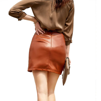 2025 Spring/summer Red Crocodile Pattern PU Skirt Ladies Slit Skirt Slim  Stretch Leather Skirts White Brown Black Green