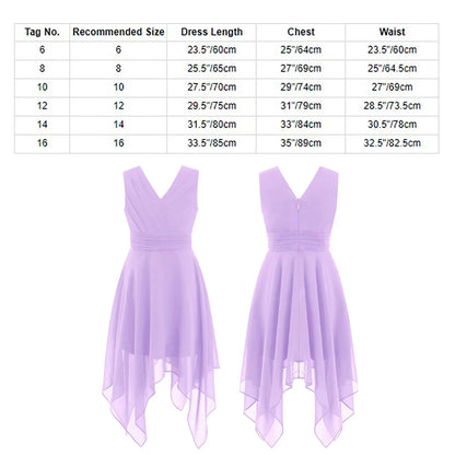 Blumenmädchen-Chiffonkleid mit floraler Spitze, Sommer, ärmellos, hoher, niedriger Saum, formelles Hochzeitskleid für Brautjungfer, Junior, Prinzessin.