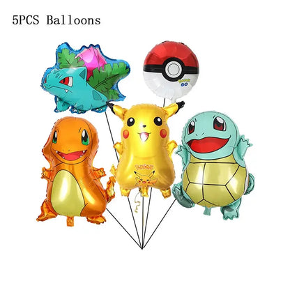 Pokemon Thema Geburtstag Party Dekoration Lieferungen Cartoon Pokemon Gehen Geschirr Tassen Teller Pikachu Ballon Für Baby Dusche Gefälligkeiten.