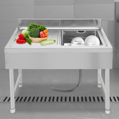 Freestanding Stainless Steel Sink Commercial Restaurant Sink Outdoor Sink for Homes Bathrooms Farms Backyards Garages