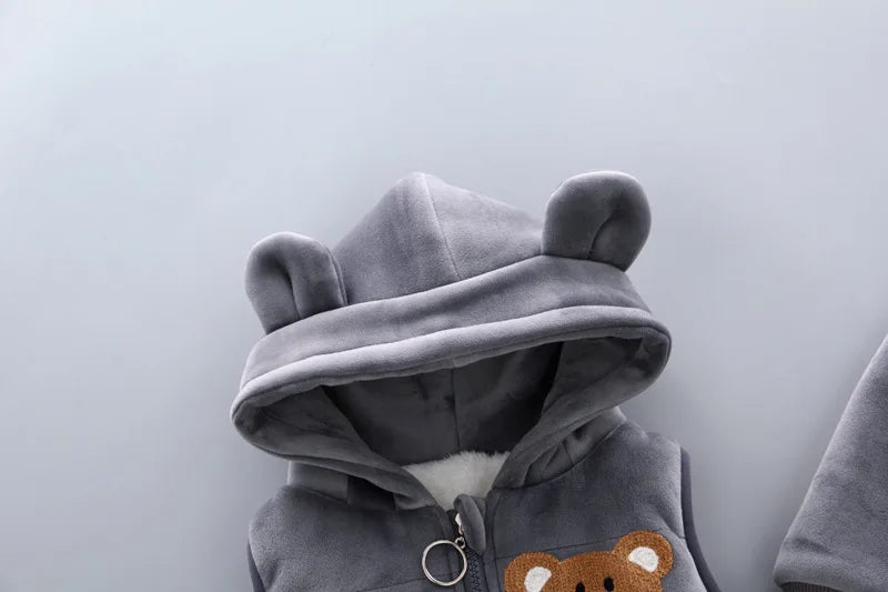 3PCS Winter Autumn Toddler Baby Boys Girls Clothes Baby Sweaters Coat +Pants +Hooded Vest Outfit Set Infant Warm Clothing Suits