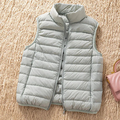 12 Farben 90% weiße Enten Daunen Frauen ärmellose Jacken 2023 Neuankömmlinge weibliche ultraleichte packbare Weste Frauen Mäntel