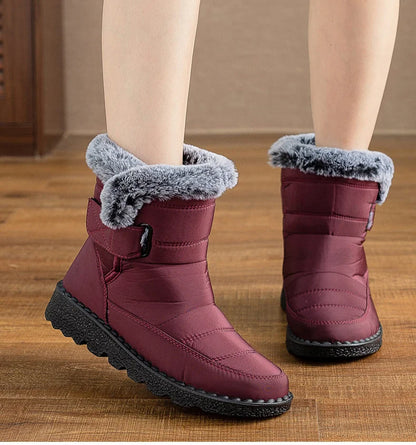 Boots 2025 Women's Boots Fur Botas Mujer Super Warm Winter Boots For Snow Women Low Heels Winter Shoes Woman Black Rubber Boot