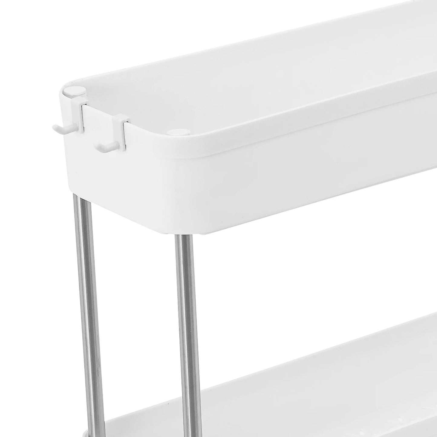 3-lagiges Rollwagen-Regal, bodenstehendes Lagerregal mit 4 Universalrädern, 4 Haken, Küche, Badezimmer, Organizer