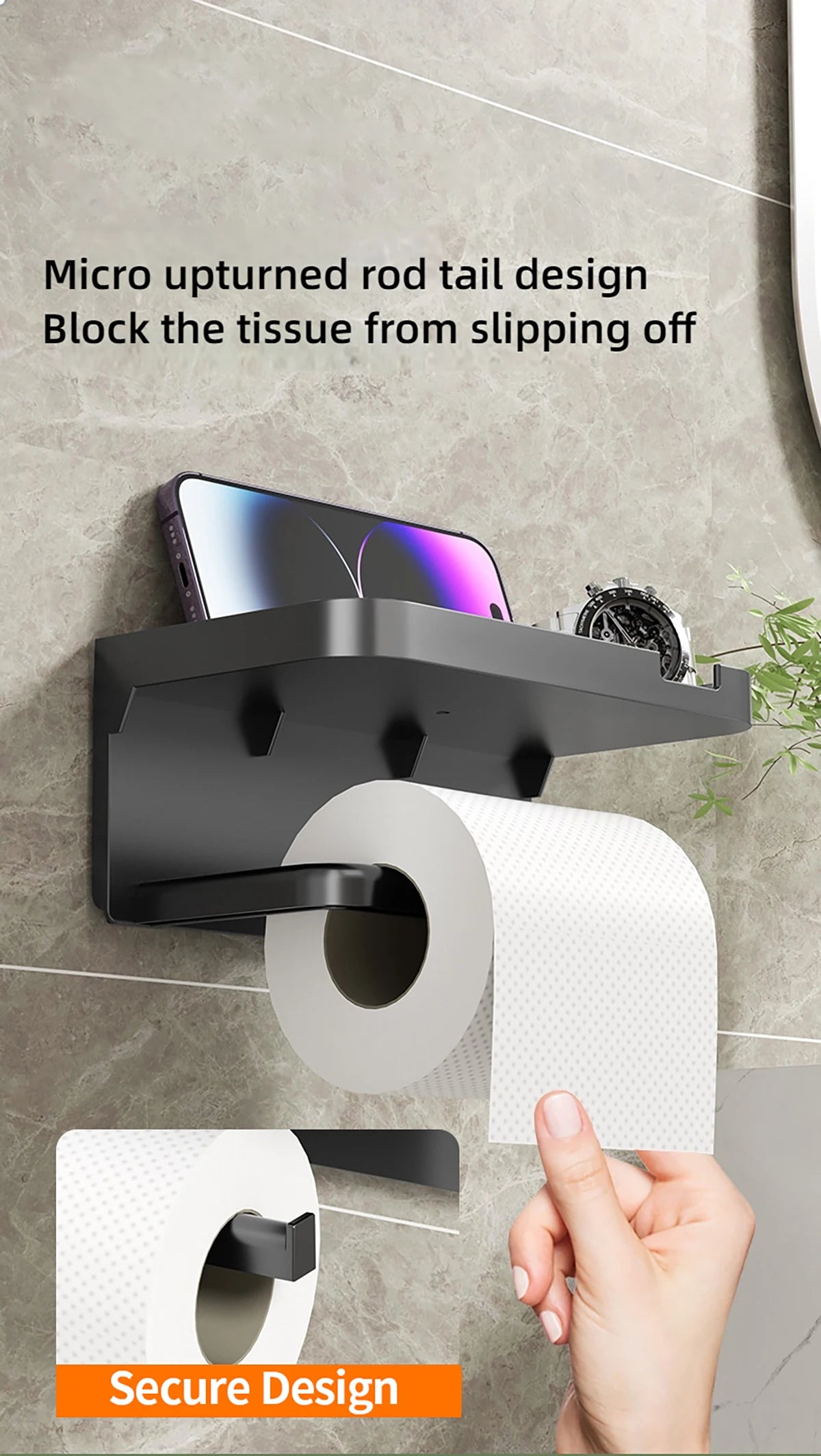 1 Stück wandmontiertes Aufbewahrungsregal, Toilettenpapierhalter, No-Punch Roll Organizer – Badezimmer-Aufbewahrungszubehör