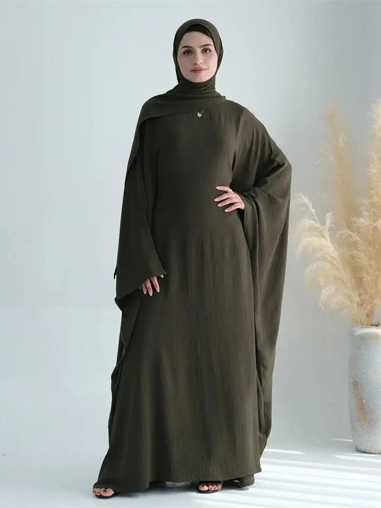 Ramadan Eid Baumwolle Leinen Khimar Abaya Set Dubai Muslim Sets Hijab Kleid Kaftan Abayas Kaftan Marocain Femme Vestidos Para Mujer.