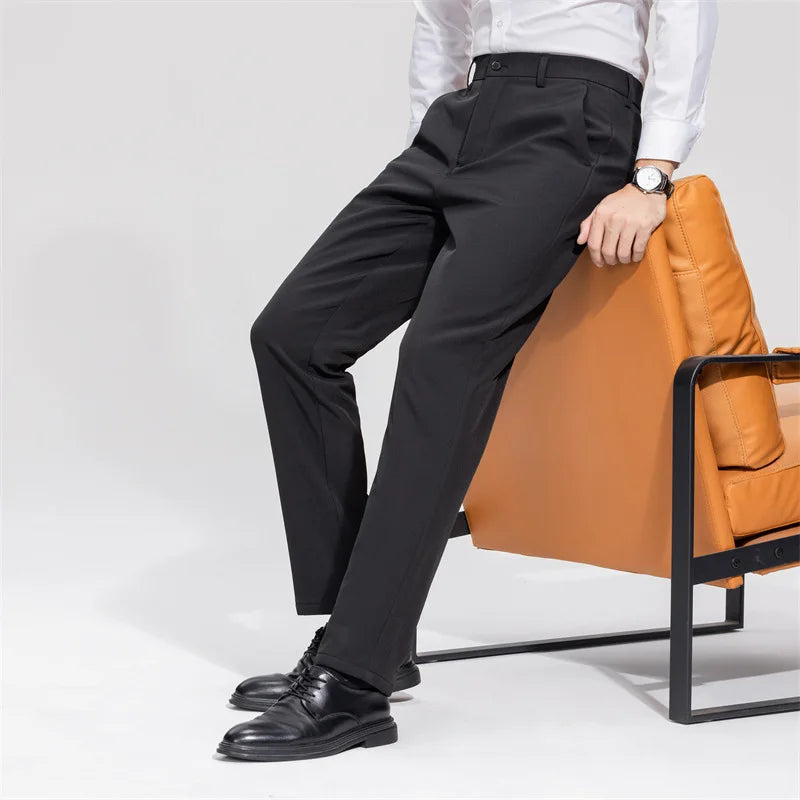 Men's Formal Down Pants 90% White Duck Down Winter Business Trousers Thickened Warm Straight Stretchable Office Pants Man PT-594.