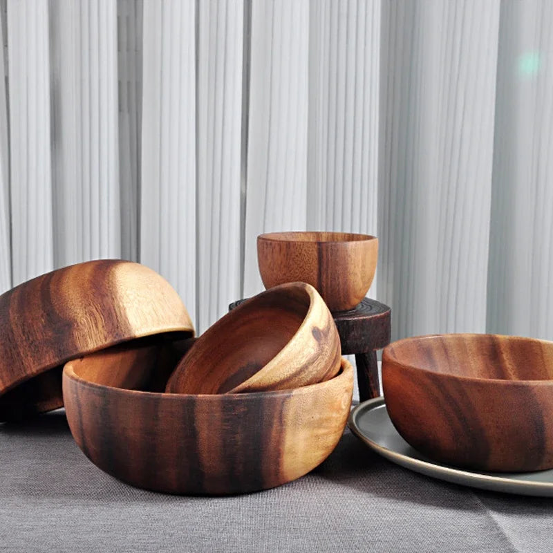 Leeseph Salad Bowls, Wooden Salad Bowls, Large Acacia Wood Serving Bowl for Fruits, Salad, Eco-friendly.
