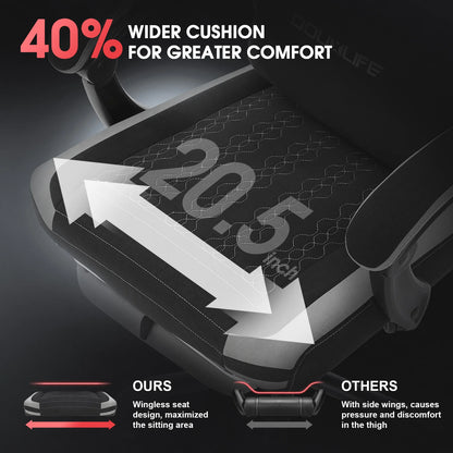 GC-RC05 Gaming-Stuhl, Stoff-Computerstuhl mit Zwei-Punkt-Massagebürostuhl, ergonomischer Stuhl mit verbreitertem Kissen mit Taschenfeder