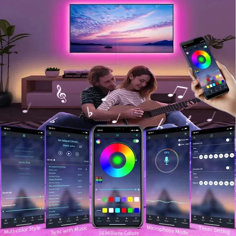 RGB LED Streifen Licht 5050 Bluetooth APP IR Fernbedienung USB 1M 2M 3M 4M 5M 10M 15M 20M 25M 30M Festival Deco Hintergrundbeleuchtung Für Zuhause.