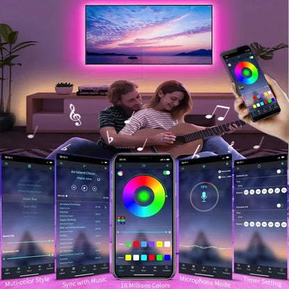 RGB LED Streifen Licht 5050 Bluetooth APP IR Fernbedienung USB 1M 2M 3M 4M 5M 10M 15M 20M 25M 30M Festival Deco Hintergrundbeleuchtung Für Zuhause.
