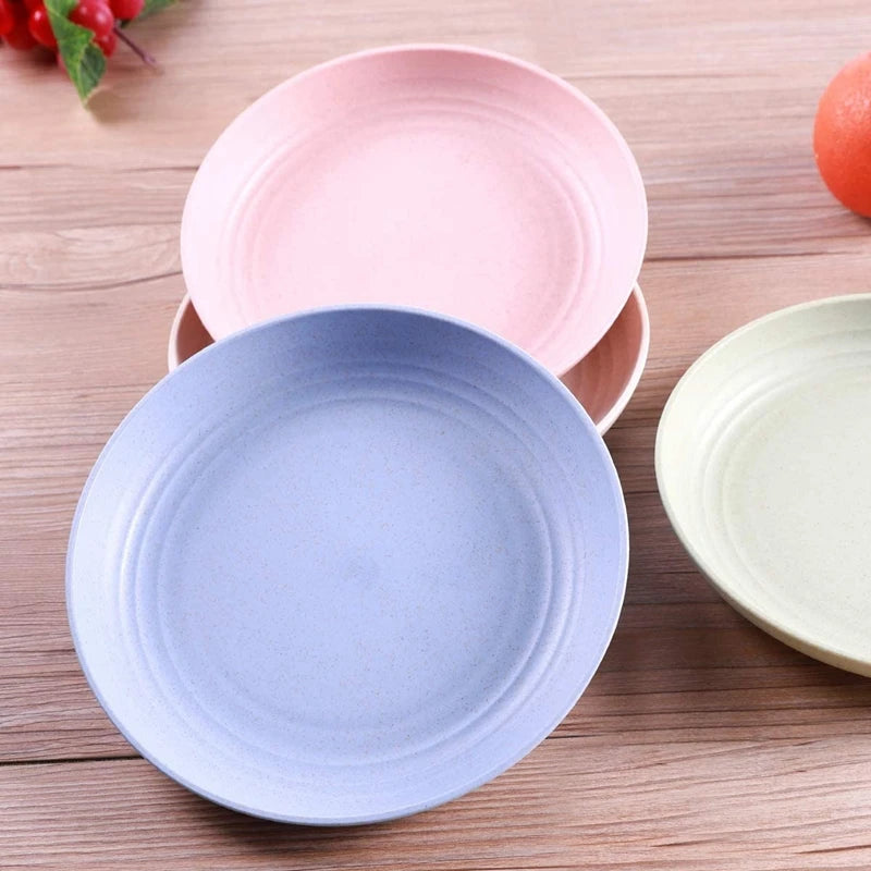 Dinner Plates Wheat Straw Eco Friendly BPA Free Biodegradable Picnic Kids Fruit Snack Plate Bone Dishes Kitchen Accessories.