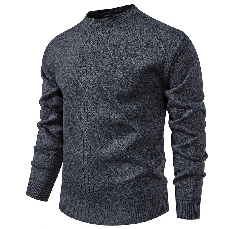 Autumn Winter Thick Knit Pullovers Men Solid Color Geometric Fashion Slim Fit Knitted Sweaters Mens Warm Casual Knitting Sweater.