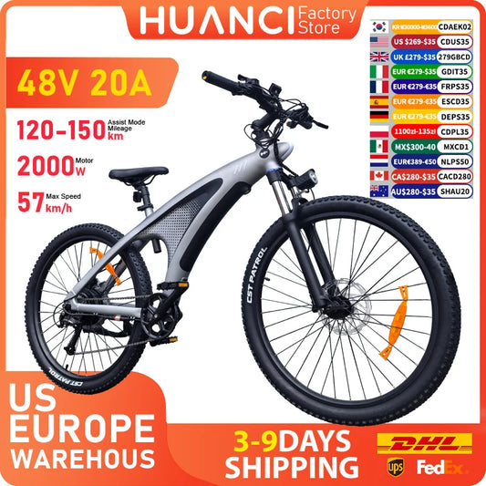 HUANCI Q5 electric bike 2000W electric bikes 27.5 Inch Electric bicycle  48V 20AH  electric e bike Mountain adults ebike fatbike.