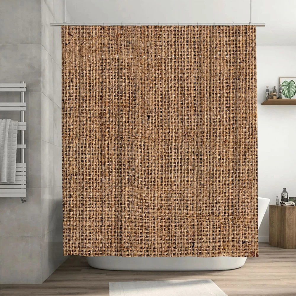 Duschvorhang aus natürlicher Jute, rustikaler gewebter wasserdichter Stoff für Badezimmerdekoration in brauner Farbe (180 x 180 cm), AliExpress