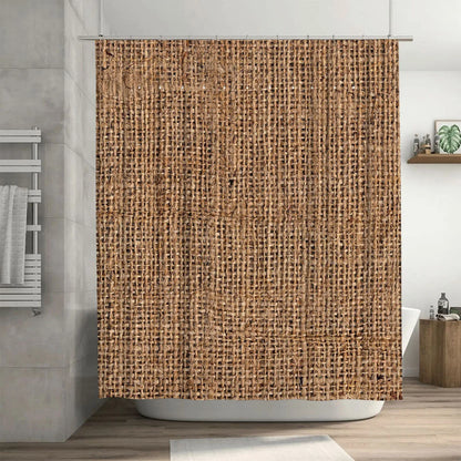 Duschvorhang aus natürlicher Jute, rustikaler gewebter wasserdichter Stoff für Badezimmerdekoration in brauner Farbe (180 x 180 cm), AliExpress