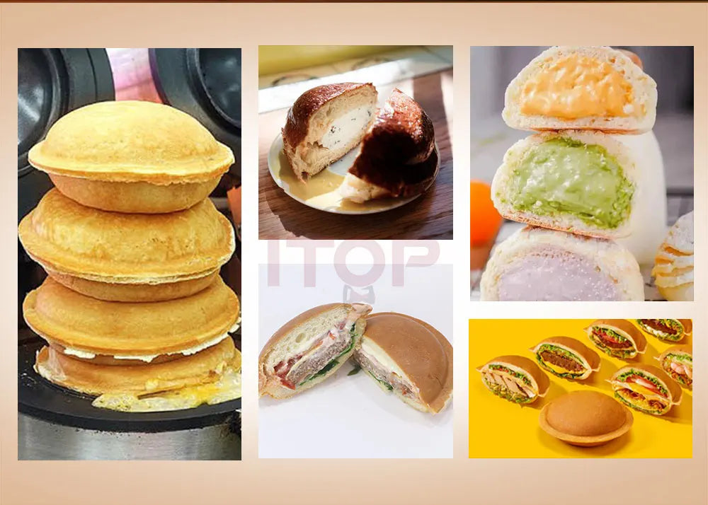 ITOP Gelato Panini Press Machine Commercial Ice Cream Waffle Maker Krapfen Bread Hamburger Filling Machine 10cm 1200W 110V 220V.