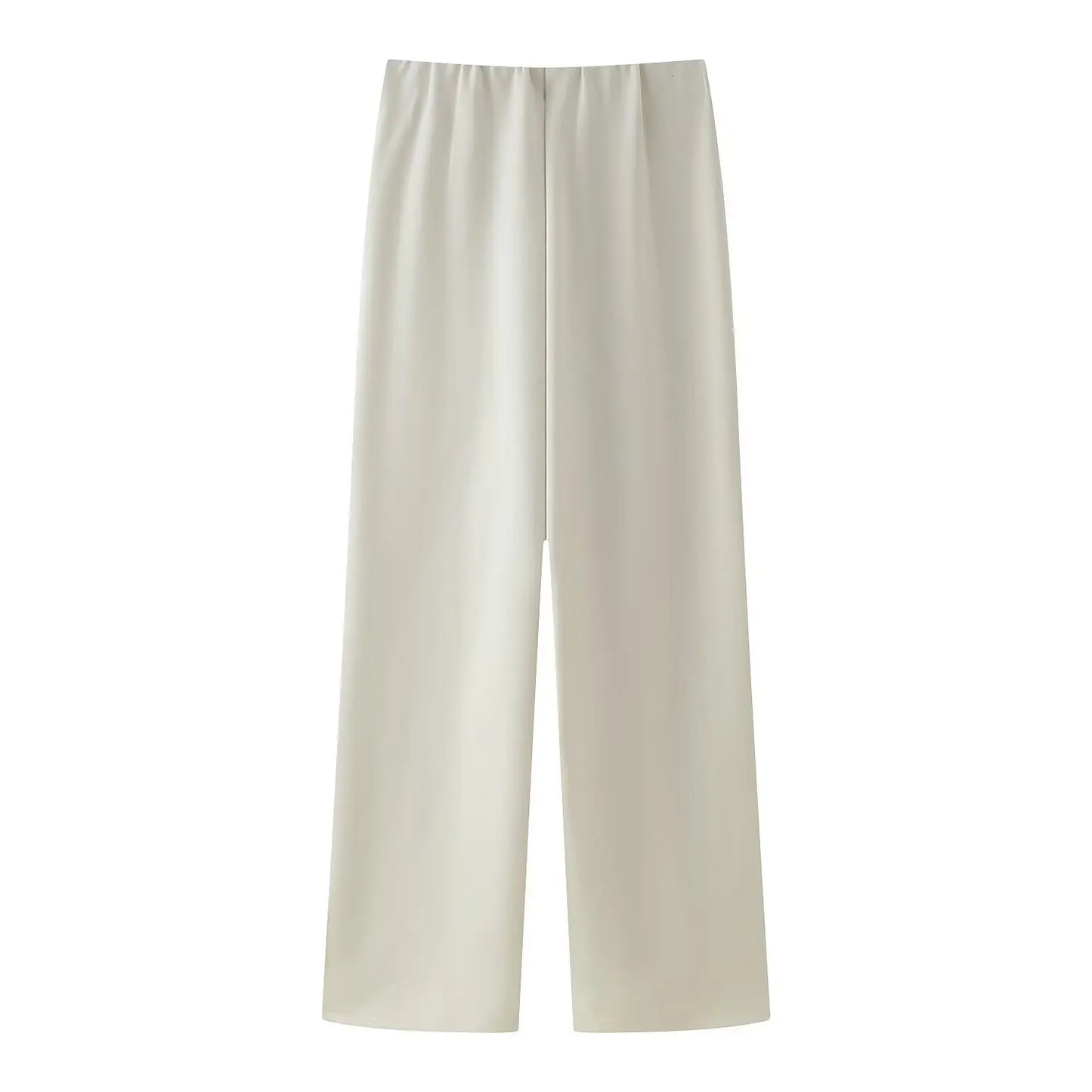 2025 Spring New Women's Two Piece Pant Set Fashion Long Sleeve O-neck Pleated Top Double-Sided Fabric Office Top Casual Pants.