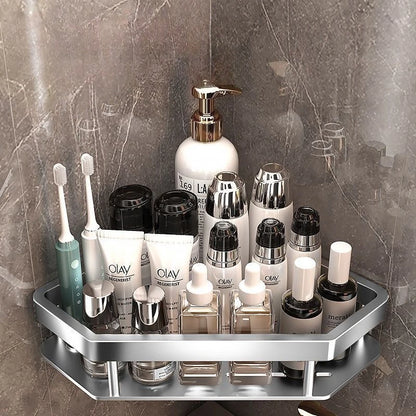 Kein Stanzen erforderlich, Badezimmerregal, Aluminiumlegierung, Shampoo-Regal, Make-up-Organizer, Duschregal, Badezimmer-Accessoires, Eckregal