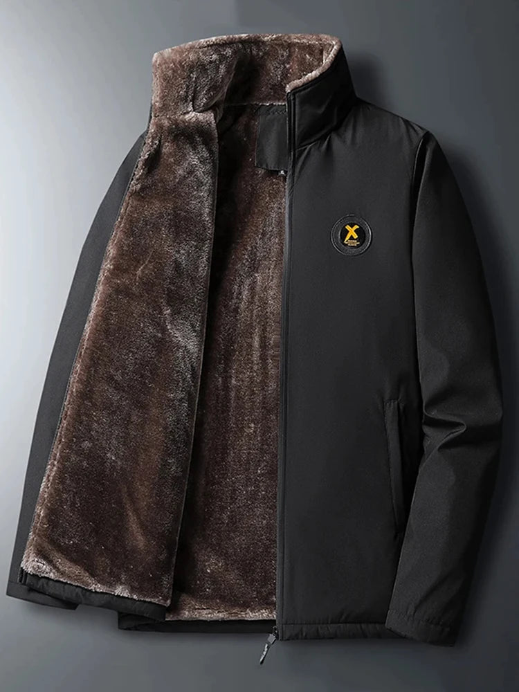 2024 New Men's Padded Cotton Clothing Fashion Casual Solid Color Windproof Lapel Long-Sleeved Jacket Street Beat Men's.