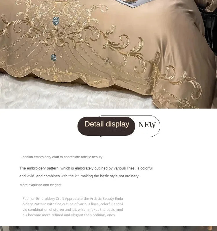 European-Style Bed Sheet Four-Piece Set 100 Cotton High-End Atmospheric Ice Silk Quilt Cover Pure Cotton Bedding.