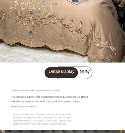 European-Style Bed Sheet Four-Piece Set 100 Cotton High-End Atmospheric Ice Silk Quilt Cover Pure Cotton Bedding.