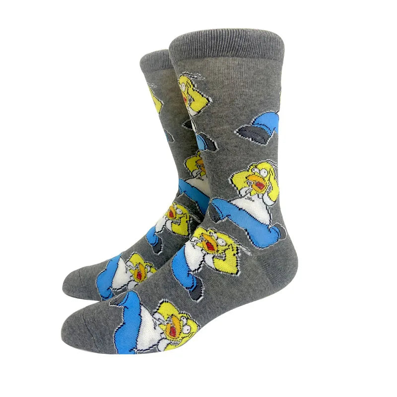 New 1 Pair The Simpsons Harajuku Women Men Socks Cartoon Personality Skateboard Socks Anime Middle Tube Cotton Unisex Socks.