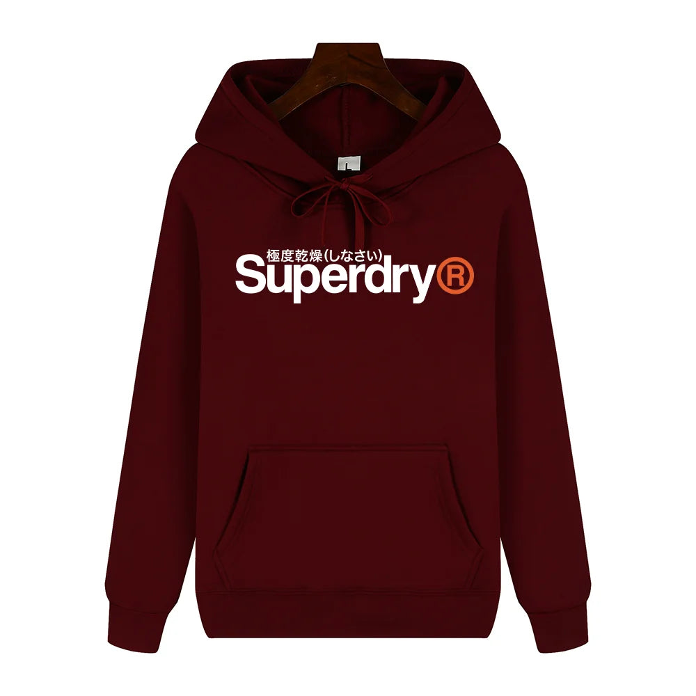 SUPERDRY Men's Autumn and Winter Fashion Brand Casual Hooded Sweatshirt Street Hip-hop Retro Sweatshirt Sports Men's Hoodie.