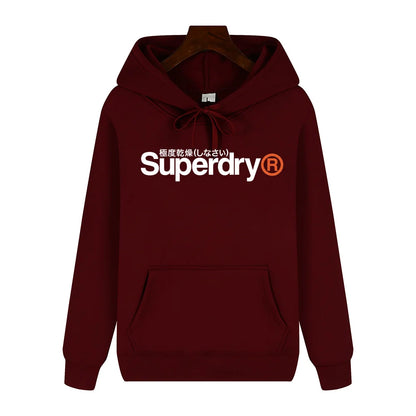 SUPERDRY Men's Autumn and Winter Fashion Brand Casual Hooded Sweatshirt Street Hip-hop Retro Sweatshirt Sports Men's Hoodie.