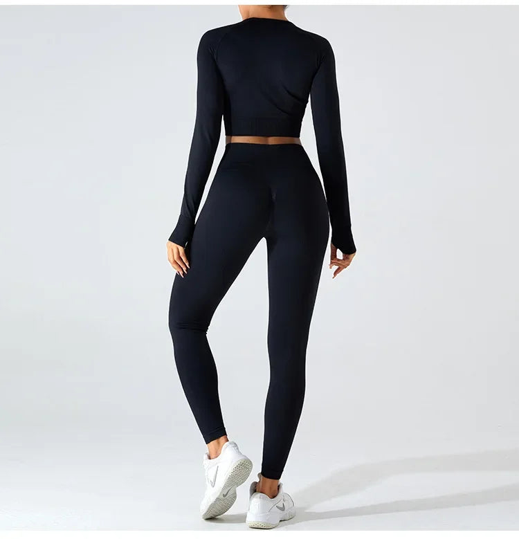 Women's Seamless Long Sleeve Top Yoga Shirts Running T-Shirt Workout Running Fitness Gym Sports Top Training Crop Top Solidcolor