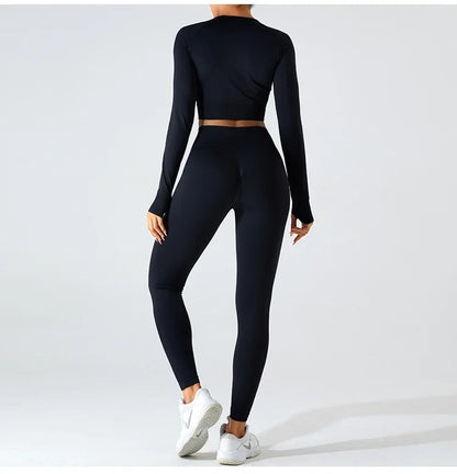 Women's Seamless Long Sleeve Top Yoga Shirts Running T-Shirt Workout Running Fitness Gym Sports Top Training Crop Top Solidcolor