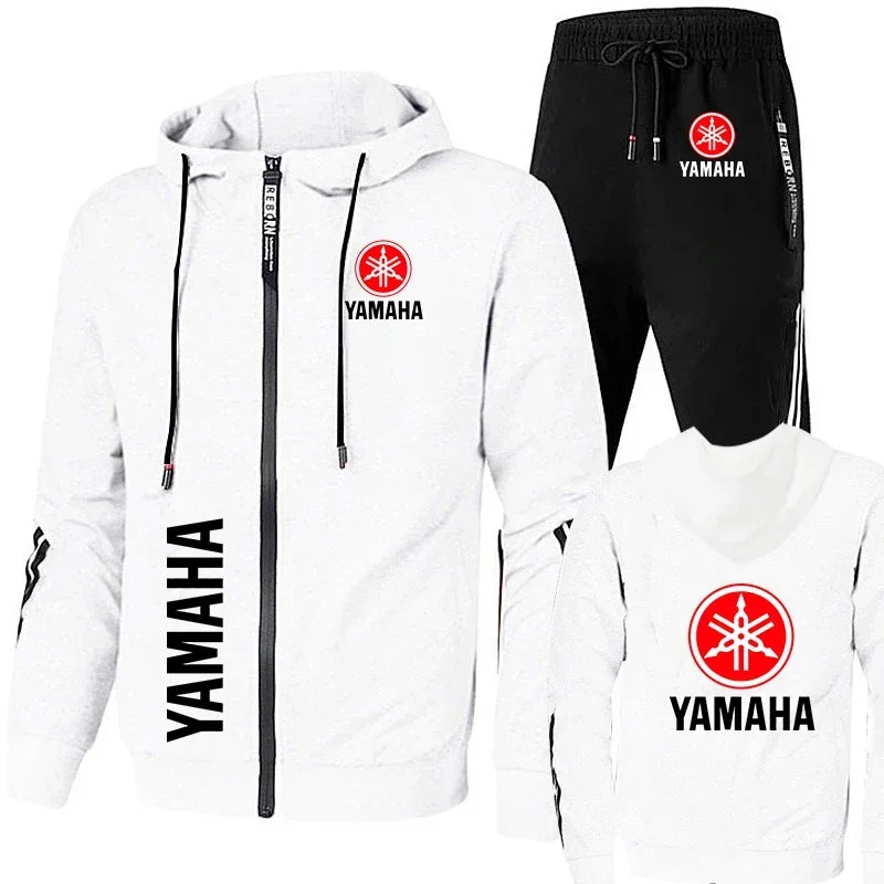 New motorcycle racing sportswear for men, featuring Yamaha logo print, zipper hoodie & pants, men's suit, men's sports suit.