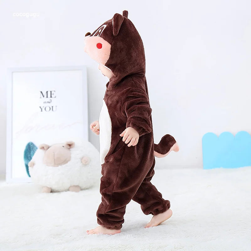 Husky Stram pler Baby Boy Girl Pyjama Neugeborene Bebe Kleidung niedlichen Body suits Flanell warmes einteiliges Winter Halloween Tier Outfit.