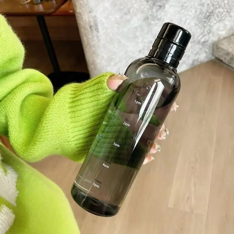 Newest Water Cup Sport Water Bottle With Time Scale Couple Plastic Portable Anti-drop Outdoor Water Bottle.