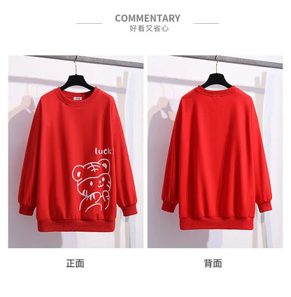 170Kg Plus Größe frauen Büste 170cm Frühling Herbst Lose Oansatz Langarm Cartoon Print Sweatshirts 6XL 7XL 8XL 9XL 10XL 11XL.