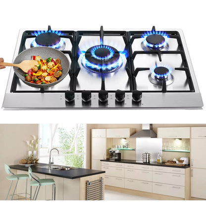 Topstrong 5 Burner Stainless Built-in Natural Gas Propane NG/LPG Gas Hob YYEUGCT-S05.