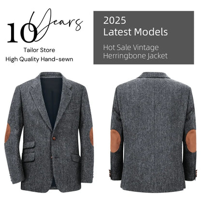Men's Blazer Herringbone Single Breasted Casual Elegant Man Suit Jackets Coat Men's Stage Clothing Clothing-for-men Male Clothes.