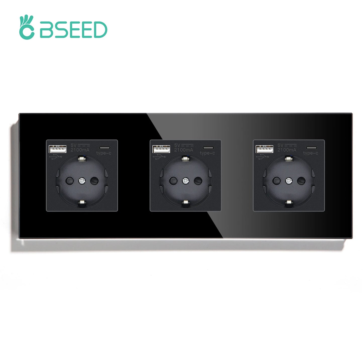 Bseed eu Standard Wand steckdosen Typ-C-Steckdosen Wand steckdose USB-Ladeans chluss Glasscheibe Kinderschutz 16a