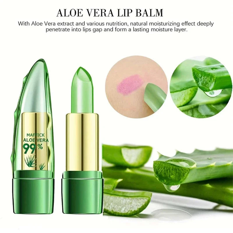 1PC Moisturizing Aloe Vera Lipstick Discoloration Lip Care Nutritious Plumper Lip Balm Magic Cosmetic Makeup Lip Beauty Care.