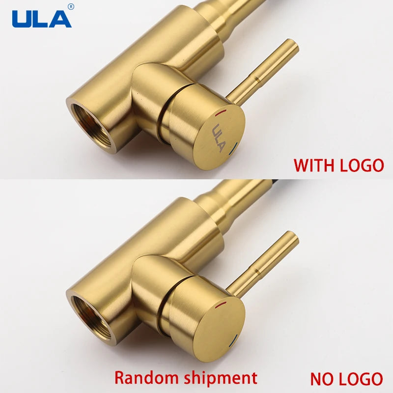 ULA Gold Kitchen Faucet Stainless Steel Flexible Spout Kitchen Sink Faucet Hot Cold Water Sink Mixer Tap 360 Degree Rotate Crane