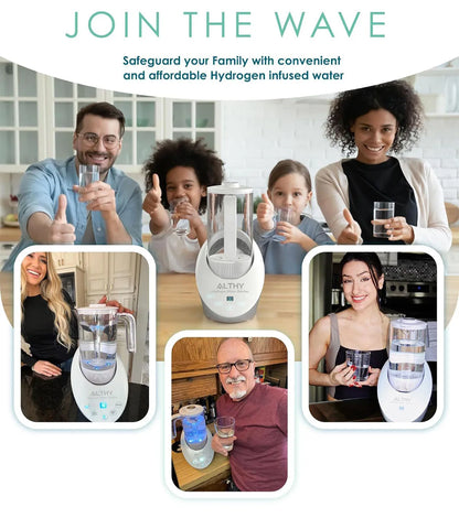 ALTHY Hydrogen Water Pitcher Generator Machine Bottle Jug Kettle SPE PEM Technology. Balanced Water PH Calcium Sulfite filter.