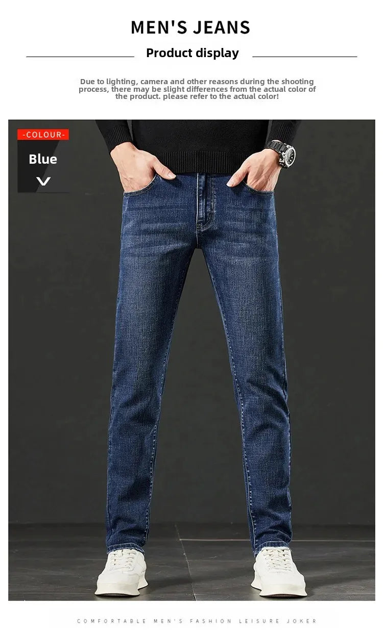 Lee Dex Jeans Men's Autumn/winter New Loose-fit Straight-leg Versatile Mid-age Men's Wear Business Casual Long Pants.
