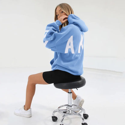 American Retro Letter Print Oversized Sweatshirt Women Harajuku Y2K Trendy Streetwear Top Chic Colorful Versatile Casual Hoodie