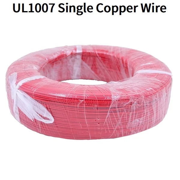 5M/50M Single Core Wire UL1007 PVC Tinned Copper Line 14/16/18/20/22/24/26 AWG Solid Cord LED Line DIY Equipment Electric Cable.