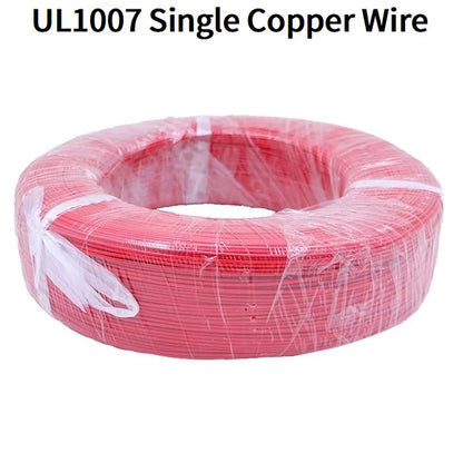 5M/50M Single Core Wire UL1007 PVC Tinned Copper Line 14/16/18/20/22/24/26 AWG Solid Cord LED Line DIY Equipment Electric Cable.