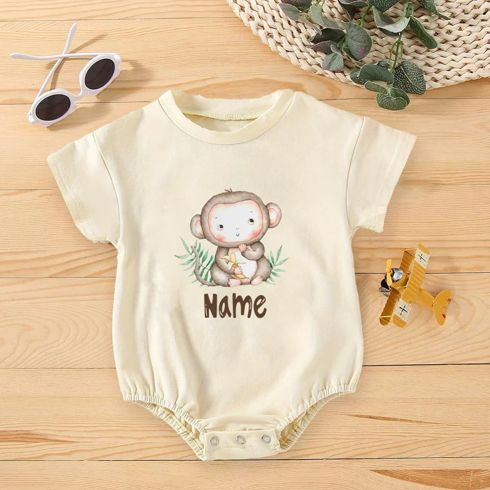 Personalisierter Regenbogen mit Namen Bubble Strampler Säugling Dschungel Geburtstag Party Kleidung Baby Übergroßer Body Niedlicher Wild One Overall.