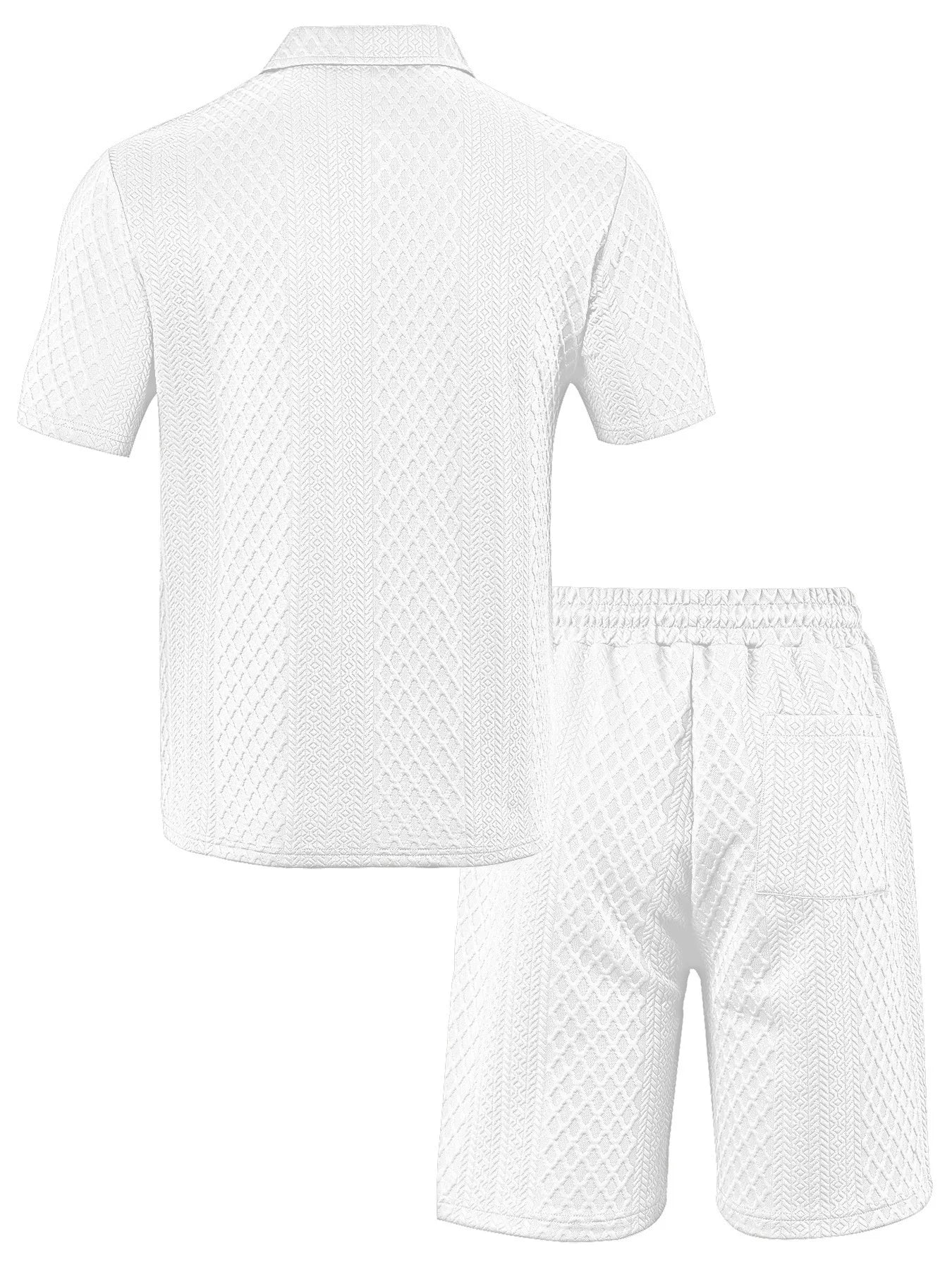 2025 Summer New Men's Casual Sportswear Polo Shirt With A Lapel, Men's Short-sleeved Shirt And Shorts, Jacquard Texture Suit.