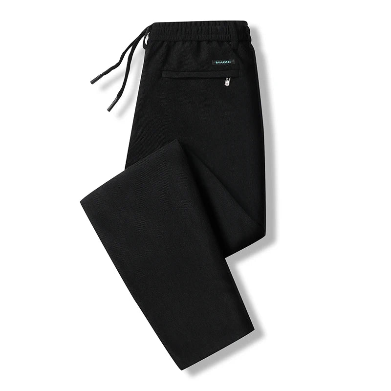 Elastic Waist Casual Pants Men Joggers Loose Fit Straight Pants Spring Autumn Male Trousers Large Size Black Grey.
