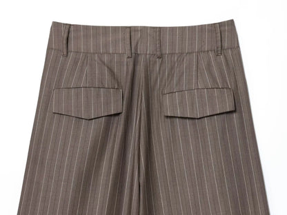 KONDALA Women Elegant Striped Blazer Suit Slim Button Blazer or Wide-leg Pants 2025 Spring Fall Fashion Mujer Commute Pants Set